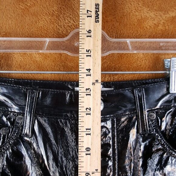AGOLDE Womens Pants Size 30 Black Patent 90s Pinch Waist Recycled Leather - Picture 6 of 9